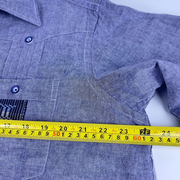 C.Constant Abidjan‎ Guayabera Shirt Sz 44 Blue Cotton Linen Feel Long Sleeve - Picture 9 of 12